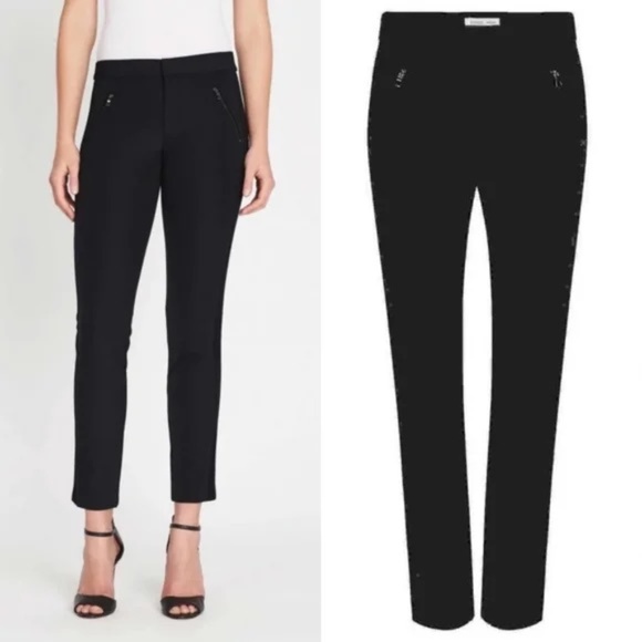 NWT $295 Rebecca Taylor Black Ava Slim Leg Pants Size 12 - Picture 1 of 10